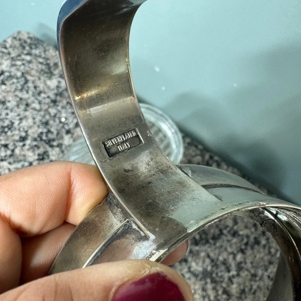Vintage 1930s Ribbed Glass Pitcher Silver Plated Ice Lip Carafe Made in Italy